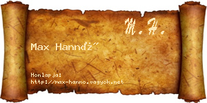 Max Hannó névjegykártya
