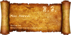 Max Hannó névjegykártya